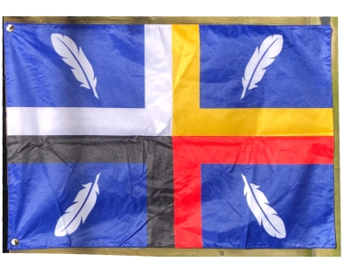 Double side 5' x 3' French-Canadian outdoor flag of Aboriginal ancestry from Quebec.